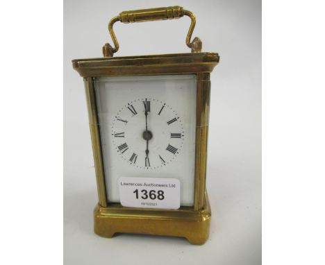 Late 19th Century American Waterbury Clock Company, gilt brass two train carriage clock (door and one glass panel loose) 