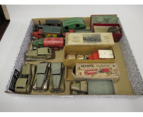 Collection Minic tin plate clockwork model vehicles, including one in original box together with a small quantity of other si