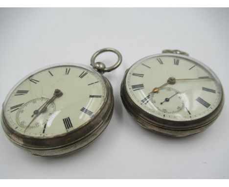 Silver cased open face keywind pocket watch, the enamel dial with Roman numerals and subsidiary seconds, the movement signed 