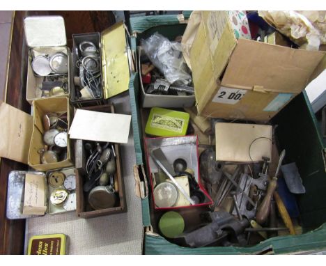 Collection of miscellaneous watch and pocket watch repair parts and tools etc. 