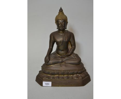 Far Eastern bronze figure of seated Buddha (signs of gilding), 13ins highGilding worn, otherwise in good condition 