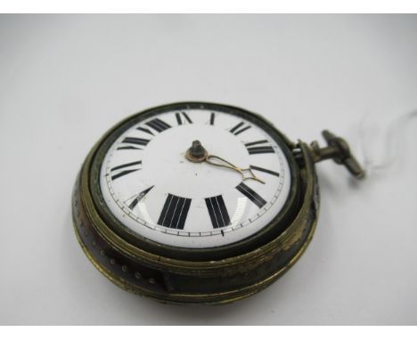 George III gilt metal and tortoiseshell pair cased pocket watch, the enamel dial with Roman numerals, the fusee movement insc