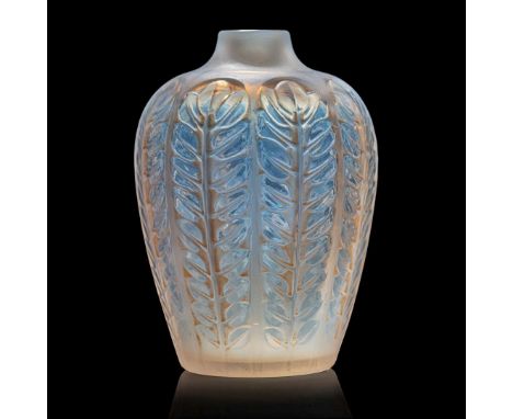  René Lalique TOURNAI VASE, NO. 956 designed 1924cased opalescent, and sepia stainedstencilled R. LALIQUE FRANCE   12.6cm (5i