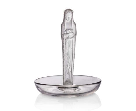  RENÉ LALIQUE (FRENCH 1860-1945) STATUETTE DE LA FONTAINE CENDRIER, NO. 288 designed 1925
clear and frosted
engraved R. Laliq