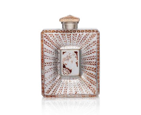  RENÉ LALIQUE (FRENCH 1860-1945) LA BELLE SAISON SCENT BOTTLE, HOUBIGANT - 7 designed 1920
clear, frosted and sepia stained
m