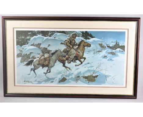 A Framed Print, Winter Trail by Frank McCarthy 1989, Signed Limited Edition, 30x150cm 
