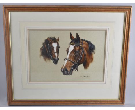 A Framed Print, Horses, 39x28cms 
