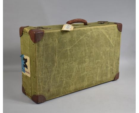 A Vintage Canvas and Leather Mounted Travelling Trunk with Labels for P and O, Orient Lines, 70cms Wide 