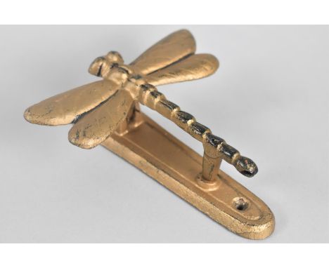 A Novelty Gilt Decorated Door Knocker in the Form of a Dragonfly, 13cms Long 