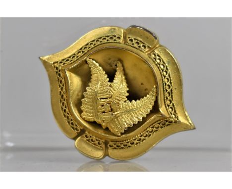 An Unusual Mid 19th Century Pinchbeck 'Fernware' Remembrance Mourning Pendant Brooch with Three Dimensional Fern Leaves on Ey