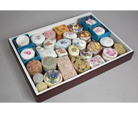 A Collection of Various Ceramic and Hardstone Lidded Boxes 