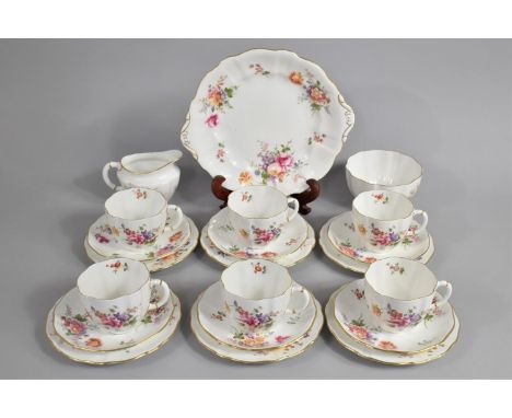 A Royal Crown Derby 'Derby Posies' Tea Set to comprise Six Cups, Six Saucers, Six Side Plates, Cake Plate, Milk Jug and a Sug