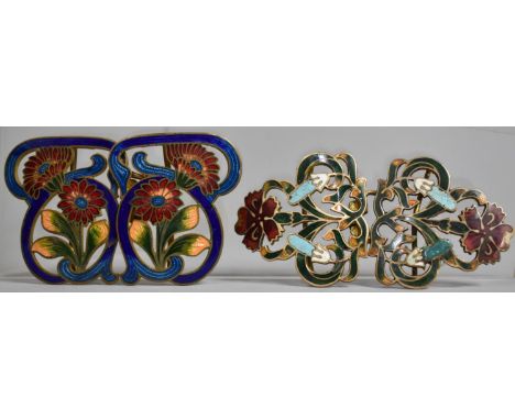 A Pair of Enamel Nurses Buckles, co.1950's 