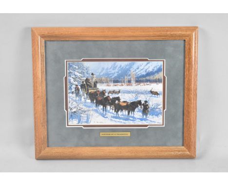 A Framed Print, Last Stage Out of Yellowstone, 19x13cms 