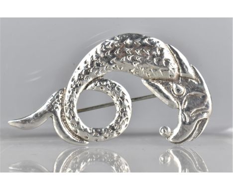 A Scottish Silver Brooch Modelled as a Mythical Dolphin, Makers Mark for Hamish Dawson Bowman (Founder of The Celtic Art Indu