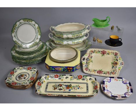 A Part Set of Burslem Pottery Madeley Dinnerwares, Stoneware Jugs, Wade Whimseys, Crown Staffordshire Coffee Can and Saucer E