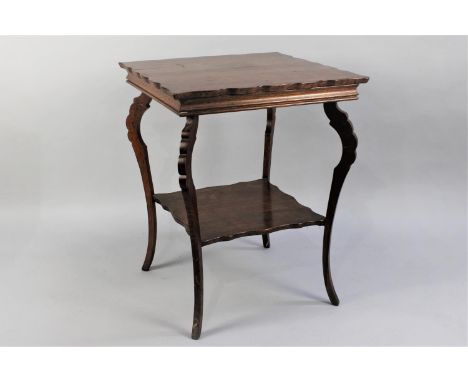 An Edwardian Square Topped Occasional Table on Cabriole Supports with Stretcher Shelf, 60cm Square 
