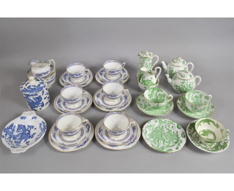 A Collection of Royal Worcester Green Dragon Pattern Teawares to comprise Two Bachelors Teapots, Milk Jug, Sugar Bowl, Hot Wa