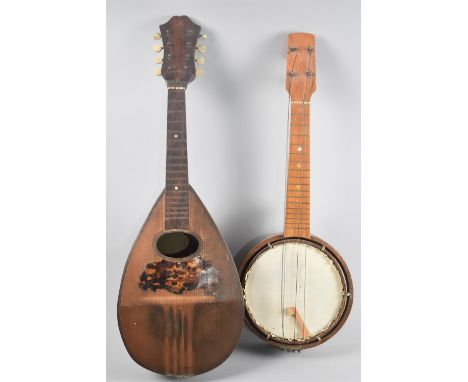 A Vintage Banjolele and an Italian Mandolin, both in Need of Attention 