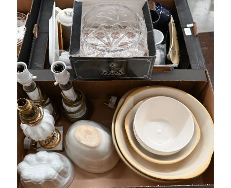 A pair of Søholm (Danish) 'Sortering' ceramic table lamps to/w an Italian table lamp, boxed Edinburgh Crystal bowl, two ceram