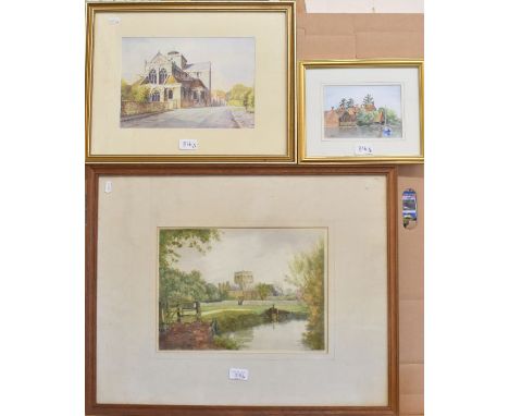 Local interest pictures - After Tatton Winter - 'Cathedral from the Itchin' engraved by D Donald, 26 x 36 cm; L Ayres - Beaul