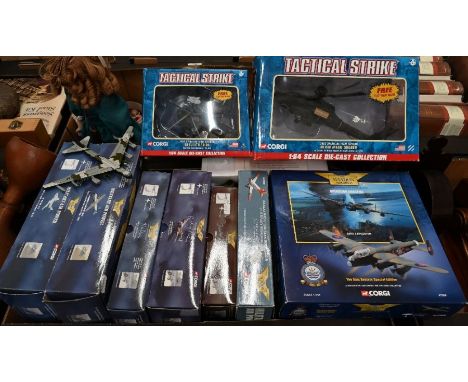 Fourteen boxed Corgi Aviation Archive aeroplane models to/w two boxed Corgi Aviation Strike helicopters and an Atlas Edition 