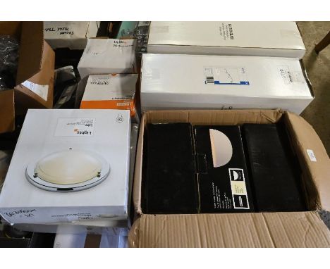 A large quantity of assorted mainly boxed new old stock lighting and electrical components, including bulkhead lights, ceilin