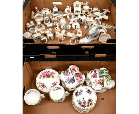 Royal Albert china Flower of the Month 36-piece tea service to/w over 40 crested china miniatures (2 boxes)