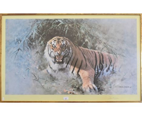 After David Shepherd - 'Tiger Fire', ltd ed 510/850 print, 65 x 105 cm overall, pencil signed