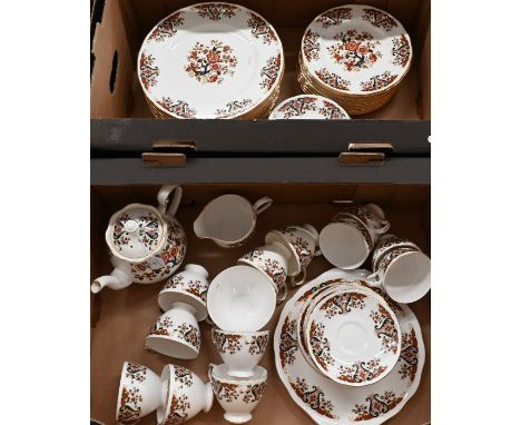 Colclough Royale china dinner/tea service for twelve, printed floral and scroll design