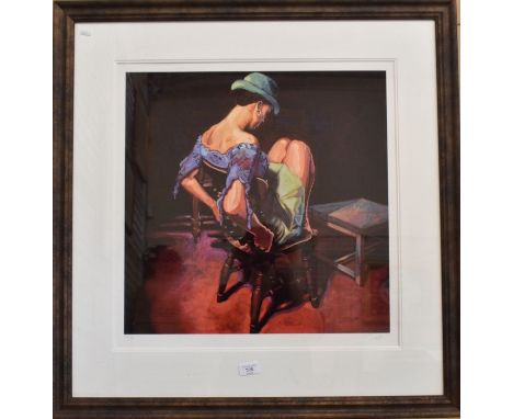 Rajinda - 'The Green Hat', ltd ed print, 21/95 pencil signed, 55 x 53 cm c/w Certificate of Authenticity&nbsp;
