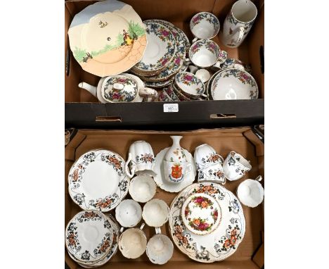 Booths Flora Dora pottery part dinner/tea service to/w a Victorian Court China part tea service and other china (2 boxes)