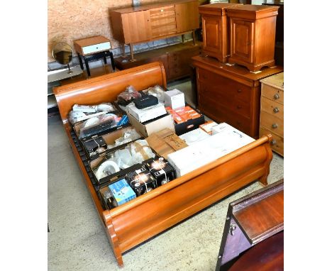 Consorzio Mobili, a continental cherrywood bedroom suite, comprising king size bed frame, three drawer commode chest with cav