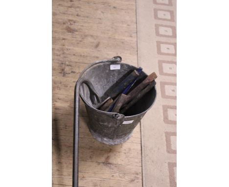 A galvanised bucket and a selection of tools. No shipping 