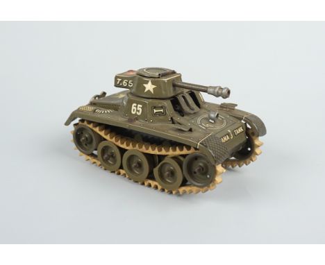 Gama Tank T.65, Made in U.S.Zone Germany, Blechspielzeug  Uhrwerkantrieb (Schlüssel zu ergänzen), ohne Fahrerfigur, Fkt.n.gep