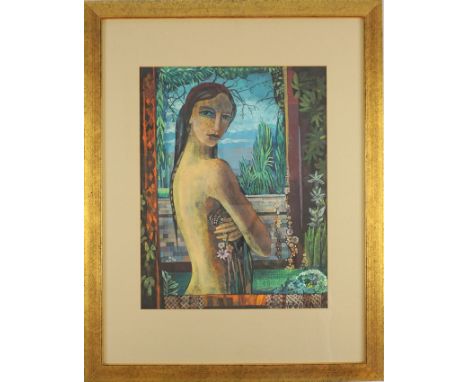 Monique Friedling-Binaepfel (1923 Haut-Rhin, France - 2014), 2 Frauenakte, Tempera, 1970er Jahre "Frau beim Baden", unten lin