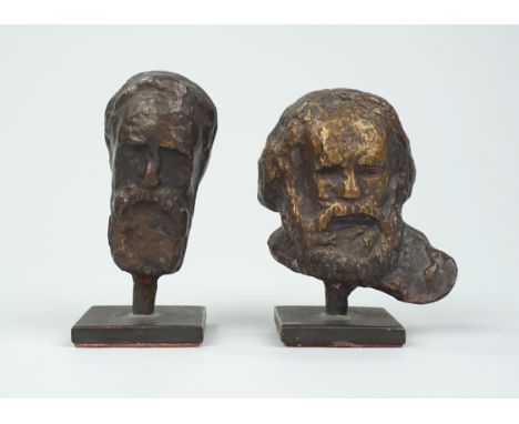 Fritz Cremer (1906 in Arnsberg -1993 Berlin), Kleinplastiken "Karl Marx" und "Friedrich Engels", Entwurf  1986 patinierte Bro