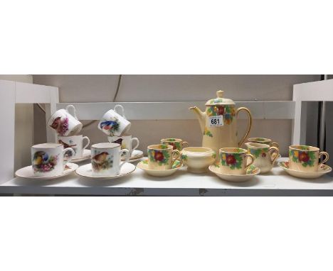 A quantity of Royal Worcester 'Best loved birds' coffee cans &amp; saucers &amp; a Royal Doulton coffee set