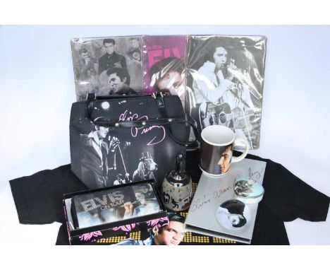 Elvis Presley, a collection of miscellaneous memorabilia to include Elvis Aron Presley 1955-1980 25th Anniversary 4 CD box-se