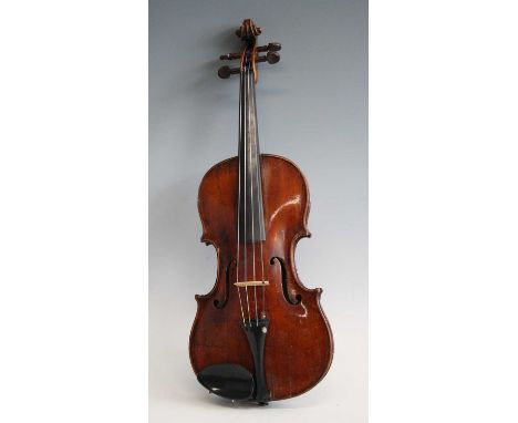 An early 20th century Continental violin, having a one piece maple back, spruce top and ebony fingerboard with rosewood pegs,