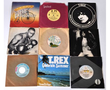 A collection of assorted 7" singles, to include Marc Bolan & Gloria Jones - To Know Him Is To Love Him (Demo), Roxy Music - V