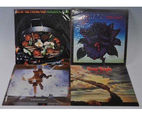 A collection of four LP's, to include Wynder. K. Frog - Out Of The Frying Pan (Pink Island bullseye label), Thin Lizzy - Blac