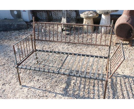 Wrought iron garden day bed bench with ladder back, measures W 131cm