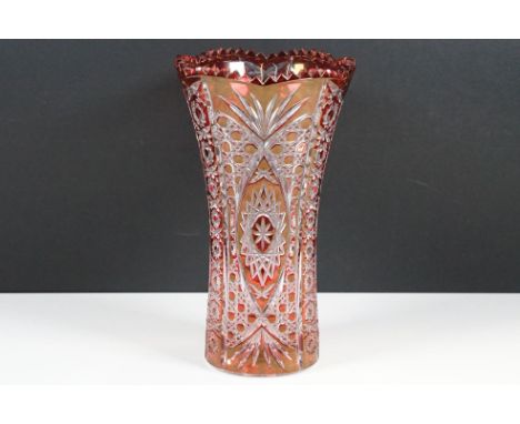 Crystal D'Arques Ruby Red Chesney vase, H 27cm