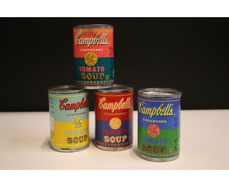 Set of four limited edition Andy Warhol Foundation Campbells tomato soup cans