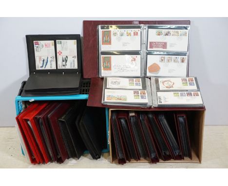 Large Collection of Royal Mail First Day Covers presented in fifteen albums, covers 1950s to 1990s. 2 boxes.