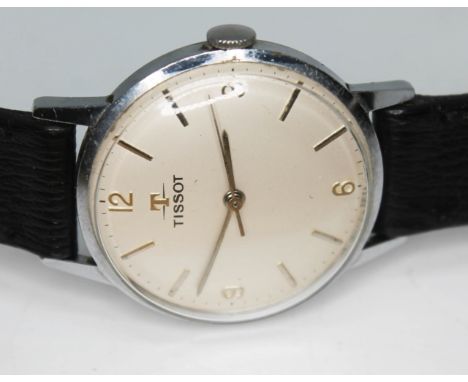 A Tissot manual wind stainless steel wristwatch circa 1970, case diam. 31mm, with later leather strap.  