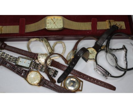 A mixed lot of mainly ladies wristwatches and a gent's gold plated rotary wristwatch.  