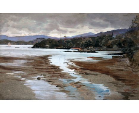 Walter Crane RWS (1845-1915), "Glengarriffe Estuary", watercolour heightened with body colour, 35cm x 25cm, signed lower righ