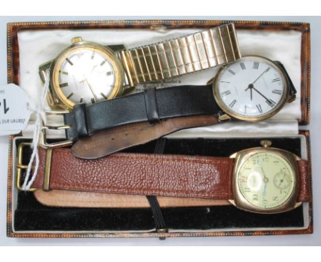 A group of three mechanical wristwatches to include a 1940s gold plated Waltham, a Timex and an Excalibur 21 jewel automatic 